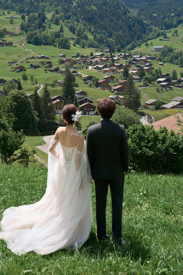 Looking out over the village from the meadow above